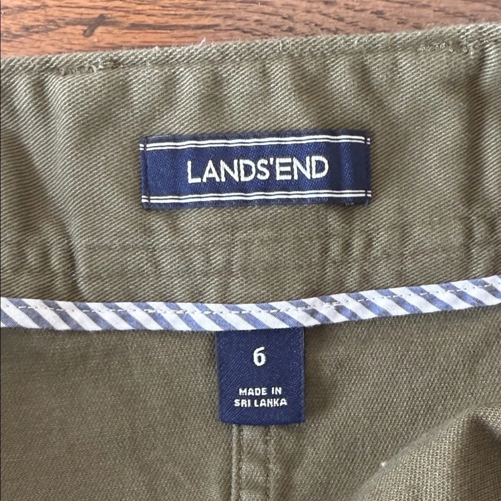 Lands' End Olive Button-Front Pencil Skirt - Picture 3 of 6